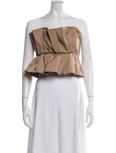 Pre-owned Staud Strapless Crop Top In Brown