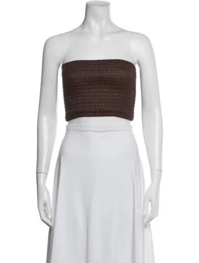 Pre-owned Staud Strapless Crop Top In Brown