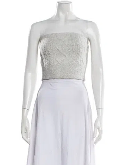 Pre-owned Staud Strapless Crop Top In Gray