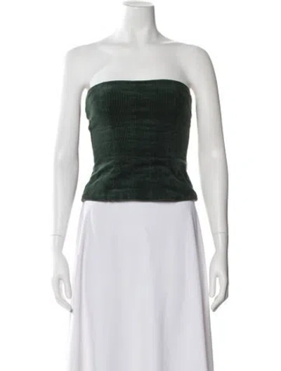 Pre-owned Staud Strapless Crop Top In Green