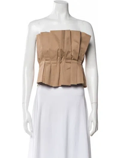 Pre-owned Staud Strapless Crop Top In Neutral