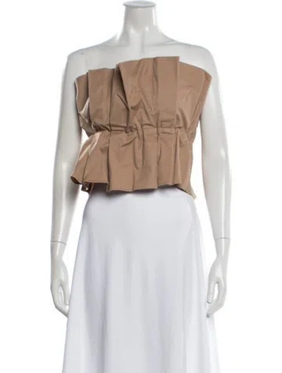 Pre-owned Staud Strapless Crop Top In Neutral