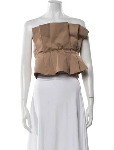 Pre-owned Staud Strapless Crop Top In Neutral