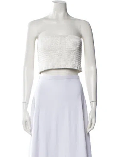 Pre-owned Staud Strapless Crop Top In White