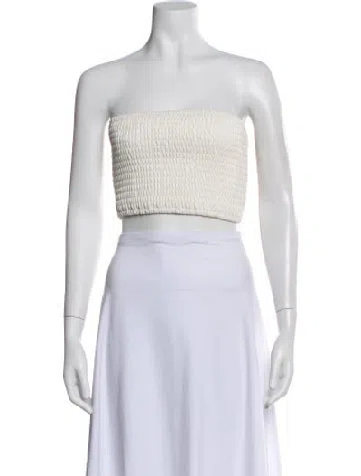 Pre-owned Staud Strapless Crop Top In White