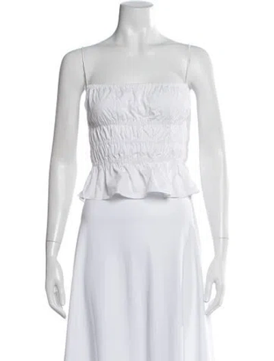 Pre-owned Staud Strapless Crop Top In White