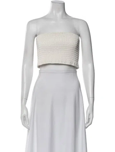 Pre-owned Staud Strapless Crop Top In White