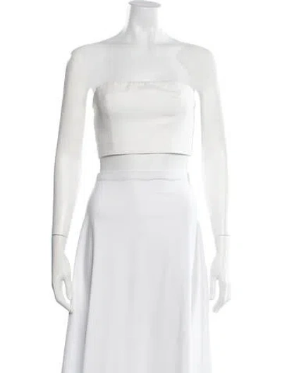 Pre-owned Staud Strapless Crop Top In White
