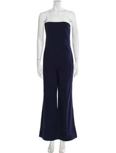 Pre-owned Staud Strapless Jumpsuit In Blue
