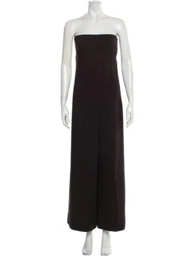 Pre-owned Staud Strapless Jumpsuit In Brown