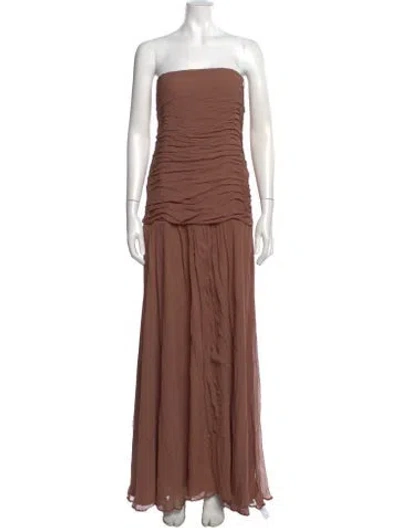 Pre-owned Staud Strapless Long Dress In Brown