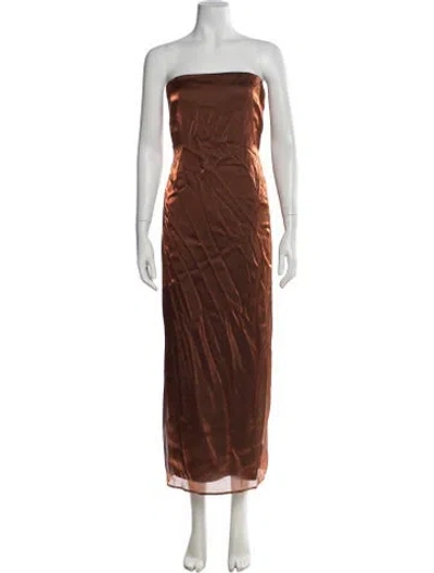 Pre-owned Staud Strapless Long Dress In Brown