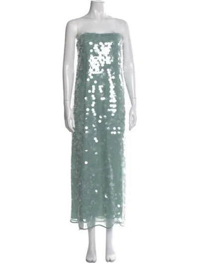 Pre-owned Staud Strapless Long Dress In Green