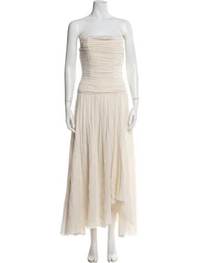 Pre-owned Staud Strapless Long Dress In Neutral