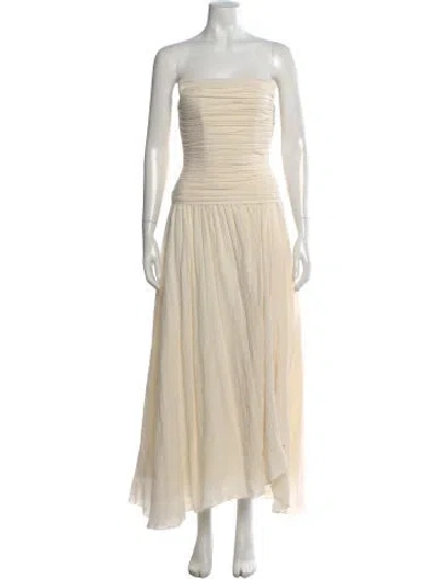 Pre-owned Staud Strapless Long Dress In Neutral