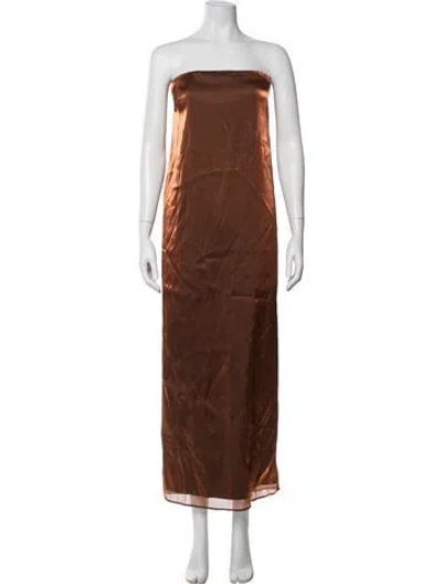 Pre-owned Staud Strapless Long Dress W/ Tags In Orange