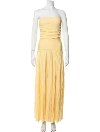 Pre-owned Staud Strapless Long Dress W/ Tags In Yellow