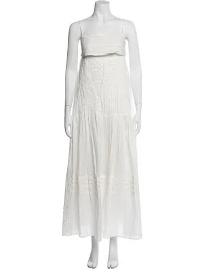 Pre-owned Staud Strapless Long Dress In White