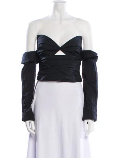 Pre-owned Staud Strapless Long Sleeve Crop Top In Black