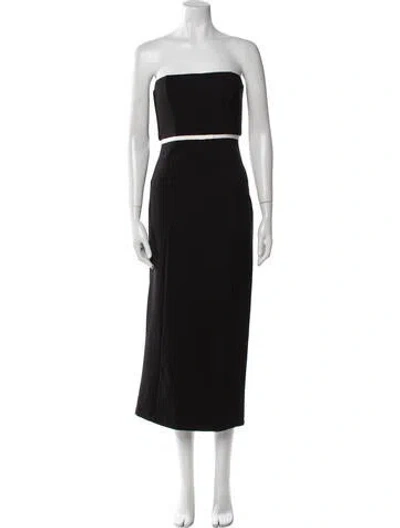Pre-owned Staud Strapless Midi Length Dress In Black