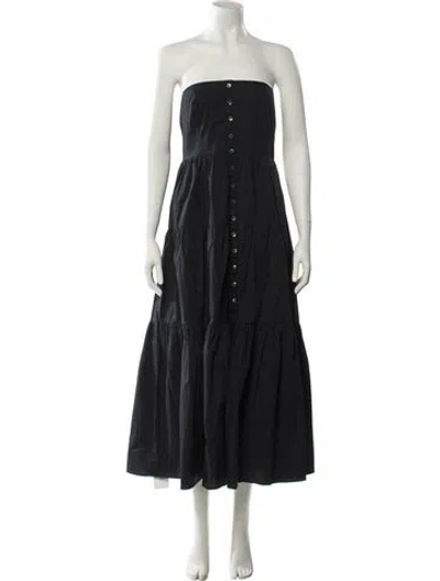 Pre-owned Staud Strapless Midi Length Dress In Black