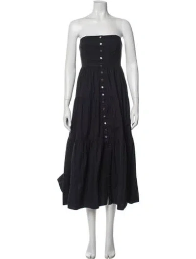 Pre-owned Staud Strapless Midi Length Dress In Black