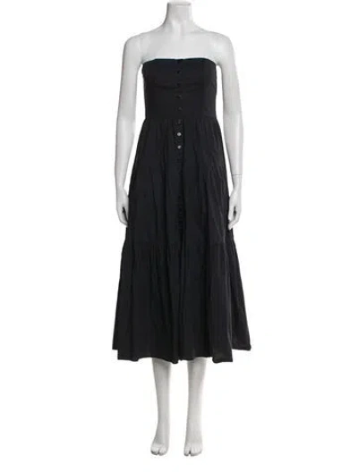 Pre-owned Staud Strapless Midi Length Dress In Blue