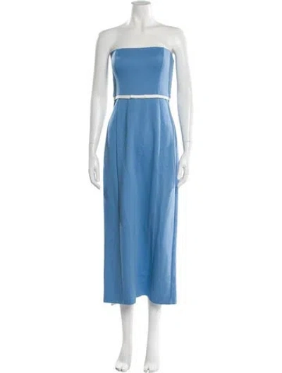 Pre-owned Staud Strapless Midi Length Dress In Blue