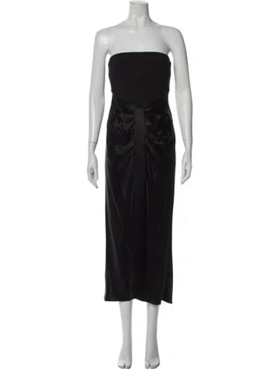 Pre-owned Staud Strapless Midi Length Dress In Gray