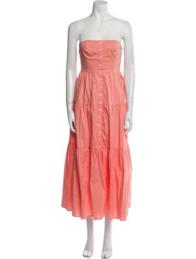 Pre-owned Staud Strapless Midi Length Dress In Pink