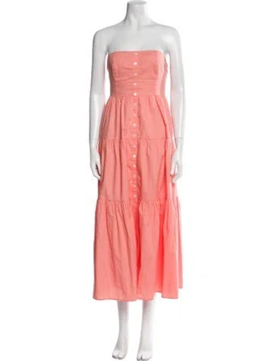 Pre-owned Staud Strapless Midi Length Dress In Pink