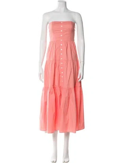 Pre-owned Staud Strapless Midi Length Dress In Pink