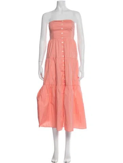 Pre-owned Staud Strapless Midi Length Dress In Pink