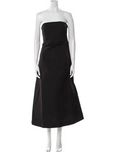 Pre-owned Staud Strapless Midi Length Dress W/ Tags In Black