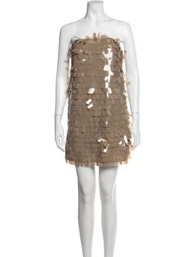 Pre-owned Staud Strapless Mini Dress In Neutrals