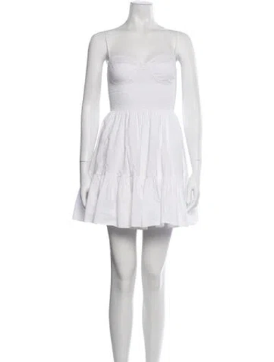 Pre-owned Staud Strapless Mini Dress In White