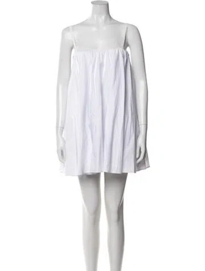 Pre-owned Staud Strapless Mini Dress In White