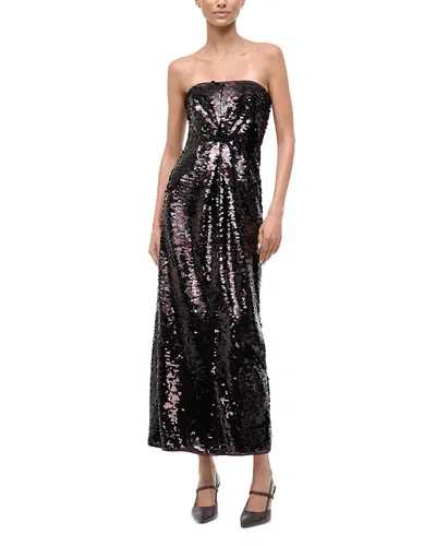 Staud Strapless Paillette Dress In Burgundy
