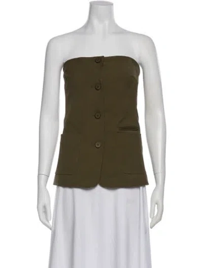 Pre-owned Staud Strapless Top In Green