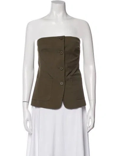 Pre-owned Staud Strapless Top In Green
