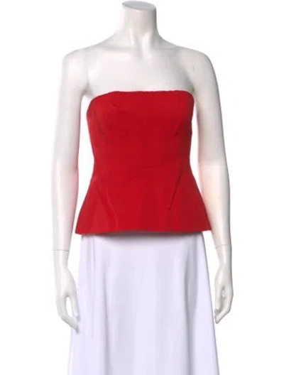 Pre-owned Staud Strapless Top In Red