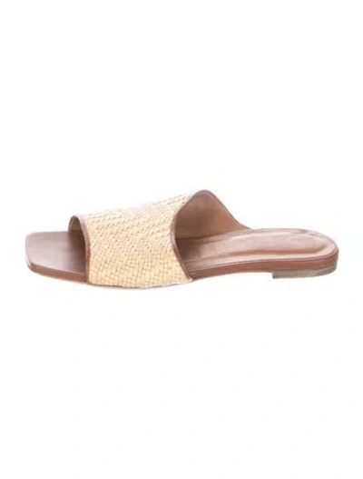 Pre-owned Staud Straw Slides In Neutral