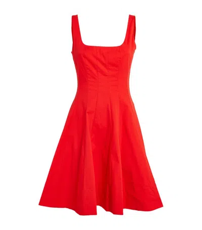 Staud Stretch-cotton Wells Mini Dress In Red Rose