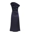 Staud Stretch-silk Asymmetric Phare Midi Dress In Navy