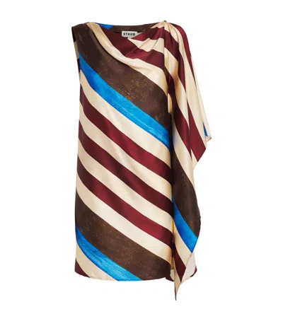 Staud Stretch-silk Sabina Mini Dress In Brown