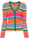 Staud Cargo Stripe Rib Cardigan In Orange