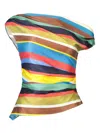 Staud Phare Silk Top In Market Stripe In Multi