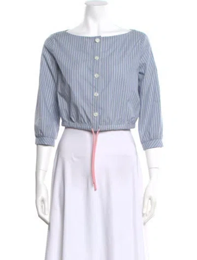 Pre-owned Staud Striped Bateau Neckline Top In Multi