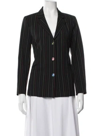 Pre-owned Staud Striped Blazer In Black