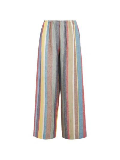 Staud Striped Bonfire Linen Trousers In Neutral